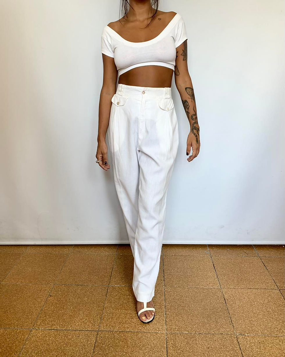 Calça Vintage Branca Alfaiataria