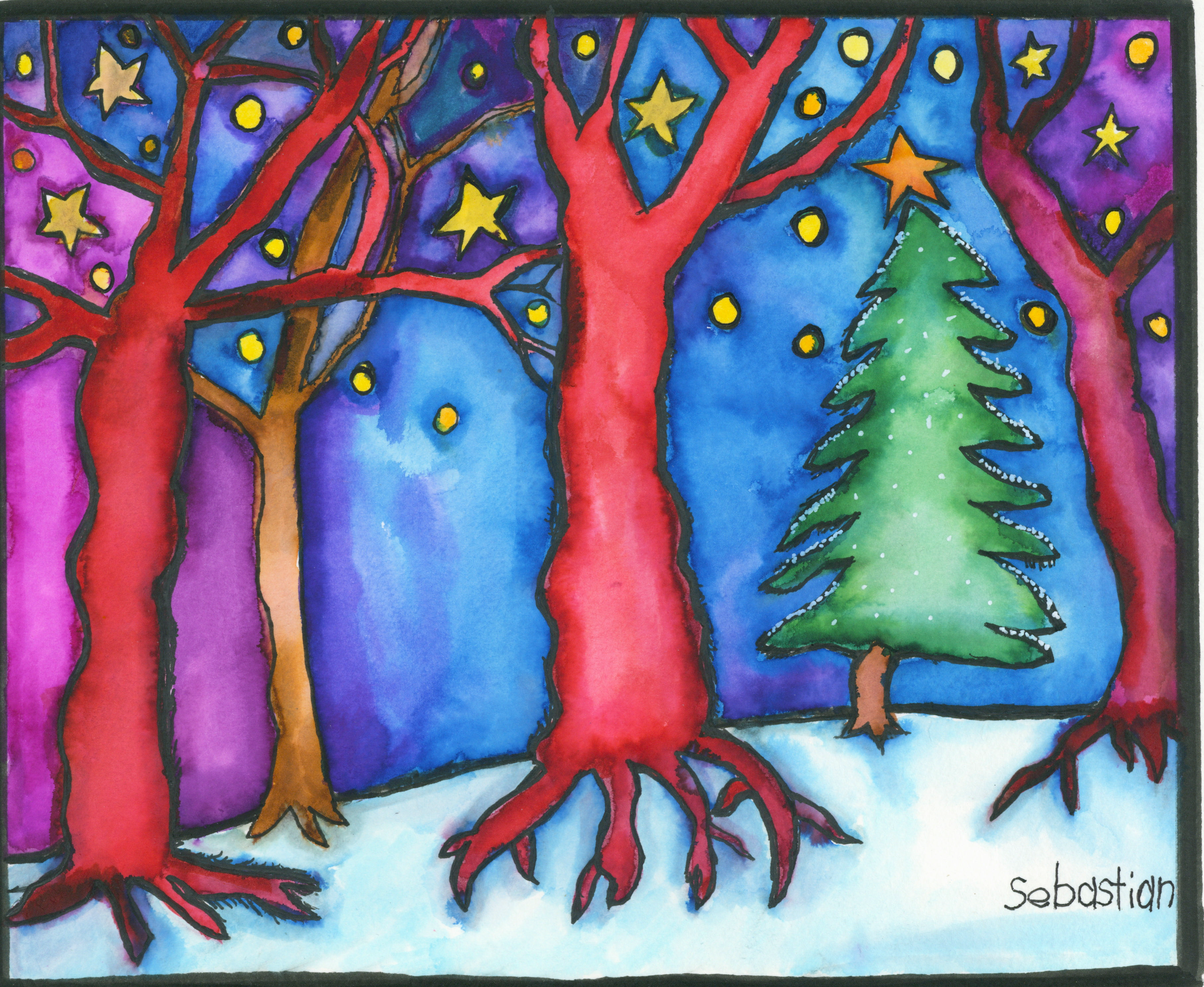 "Red Woods," Original Watercolor