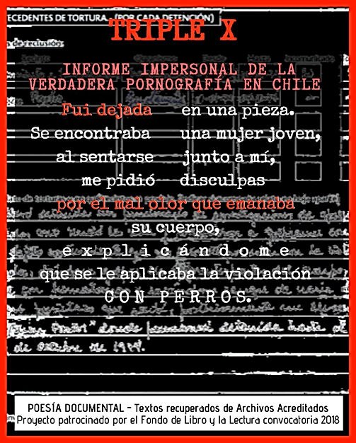 Triple X o la verdadera pornografía en Chile. Fondo NAcional del libro para investigar el testimonio de mujeres víctimas de la tortura sexual en dictadura