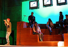 Montaje realizado por Cristian Keim para Julio Pincheira en la Muestra Nacional de Dramaturgia