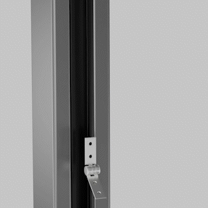 Horizontal composite fence rails following the slope in a racked installation