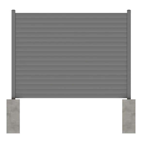 Modern Yard horizontal fence system installed with full-privacy hardware kit and 1-inch fence slats