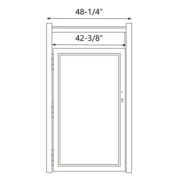 Modern Yard gate frame technical drawing with 48-1/4-inch overall width and 42-3/8-inch gate opening dimensions
