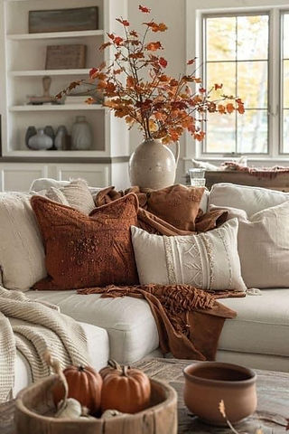 Salon d'automne : beige, ocre, orange