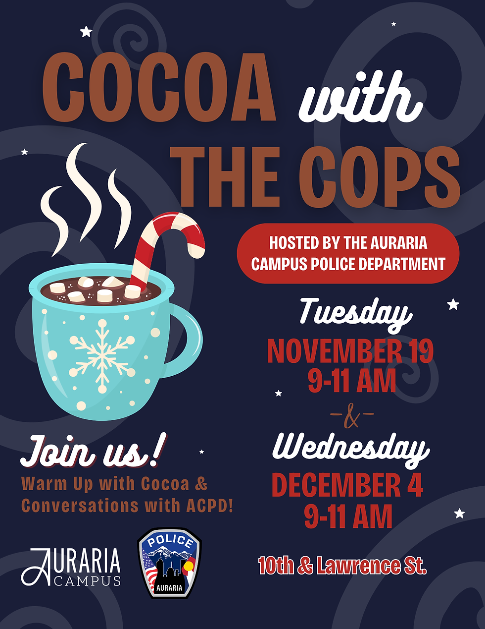 Cocoa with the Cops flyer. November 19 and December 4.