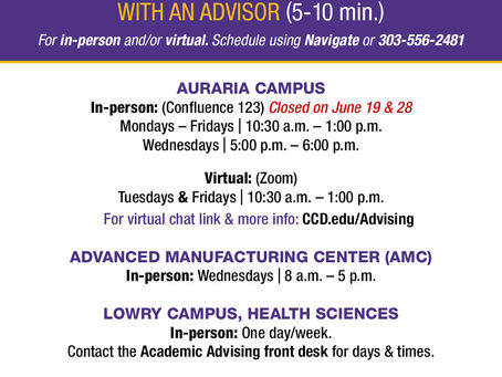 Advising Drop-In Summer Hours