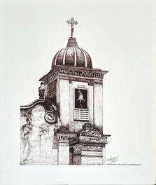 Dibujo campanario Yalagüina Nicaragua - Dibujo arquitectura colonial