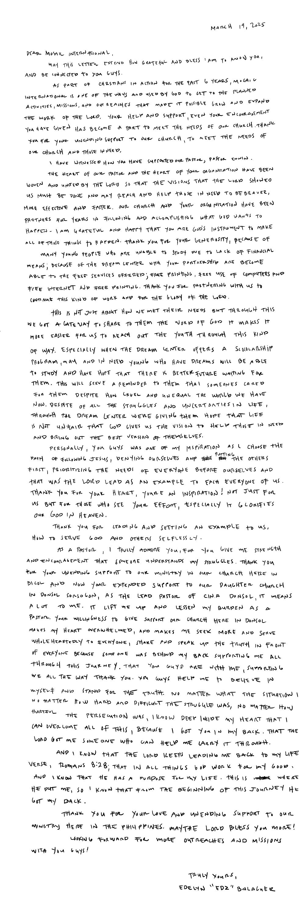 letters of impact