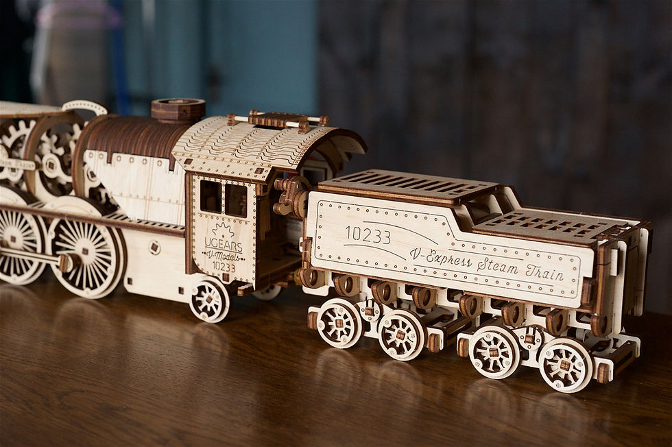 Miniaturbild: Große Dampflokomotive mit Tender | viele mechan. Funktionen | 3D-Puzzle Bausatz