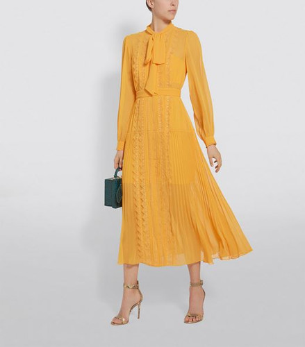 self portrait orange chiffon dress