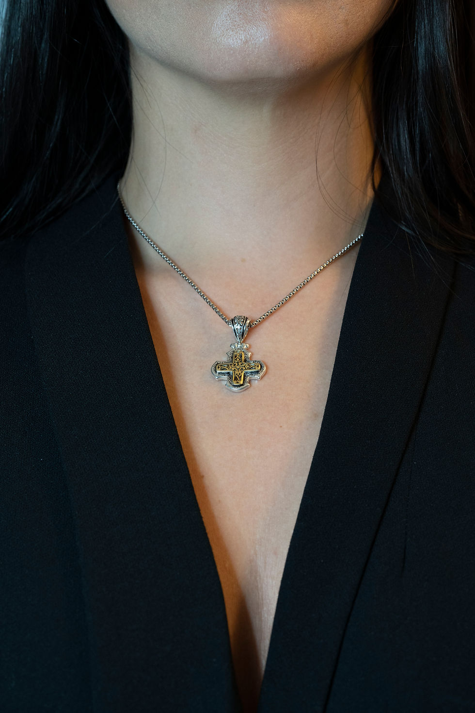 Thumbnail: Small Byzantine Cross Necklace