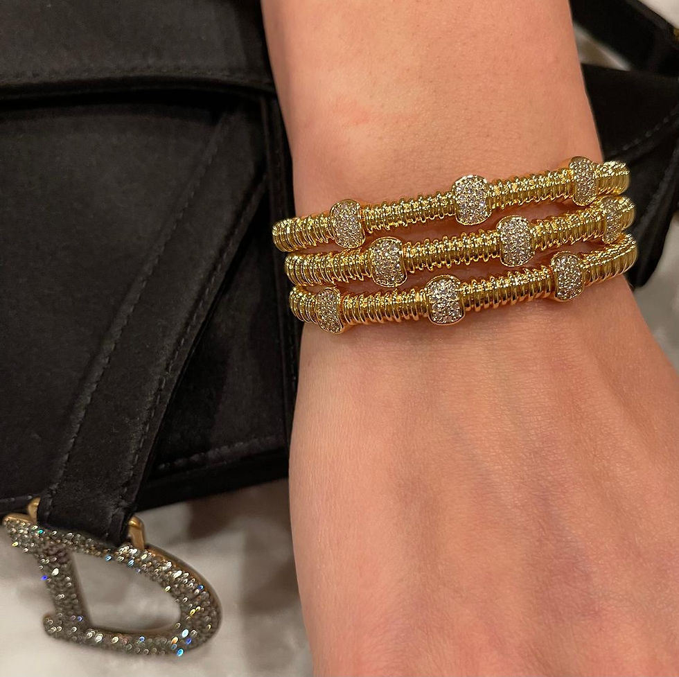 Thumbnail: Lizette Ribbed CZ Bangle.