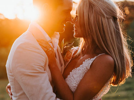 Bride and groom golden hour portrait at Mali Brae Farm Southern Highlands