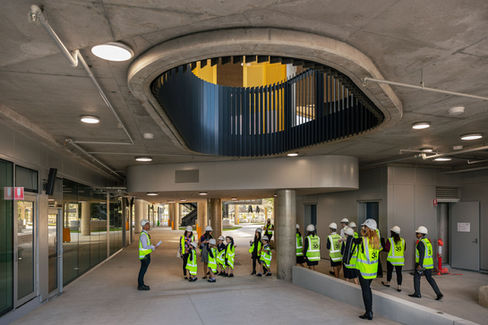 Sydney construction photographer capturing Buildcorp team interior inspection at Santa Sophia College