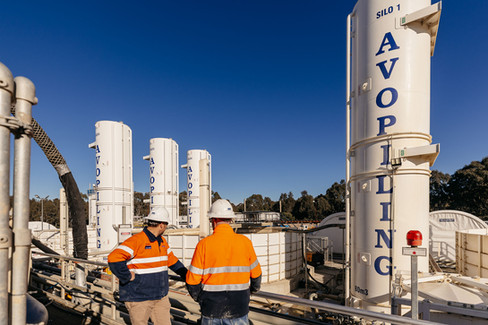 Sydney construction photographer capturing Avopiling team at bentonite plant, East Link Victoria