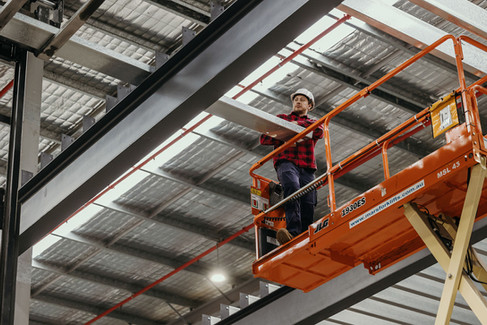 Sydney industrial photographer capturing J+S Metal Fabrication mezzanine installation at Vitex Pharmaceuticals Eastern Creek