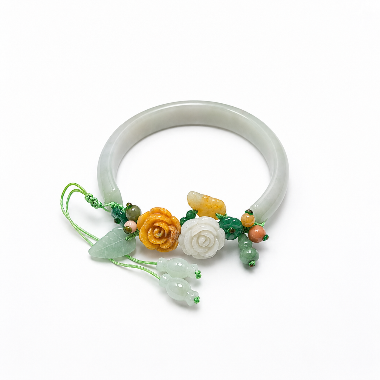 Eternal Garden Jadeite Half Bangle (G-BG054)