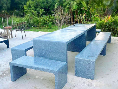 ชุดโต๊ะสนาม ลายหินแกรนิต หรูหรา ยาว 3 เมตร ขนาดใหญ่จุใจ ทนแดดทนฝน