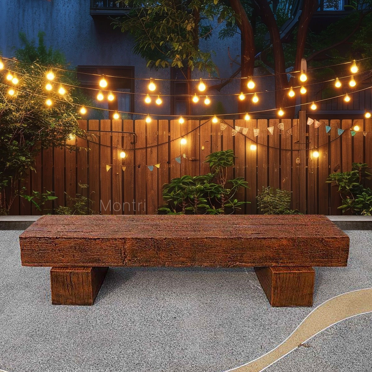 เก้าอี้ยาว ไม้หมอนไม้หมอนรถไฟ ขนาดพิเศษ 2 เมตร วัสดุปูนเสริมเหล็ก