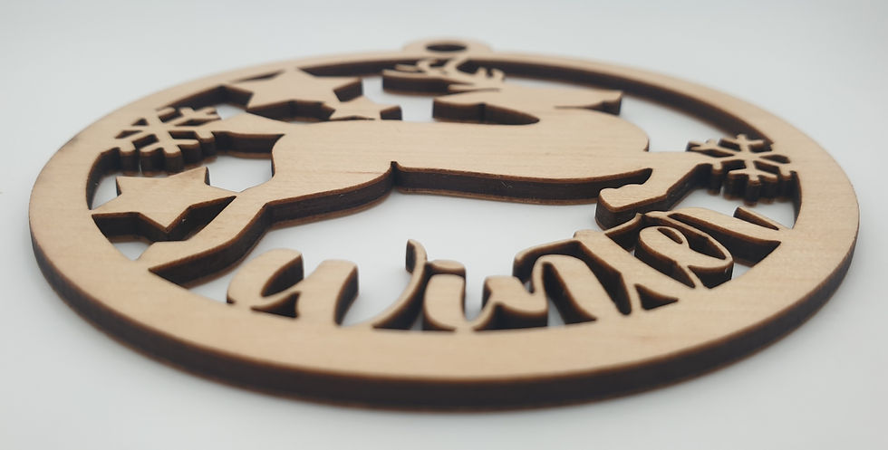 Miniature : Boule de Noël en bois cerf winter