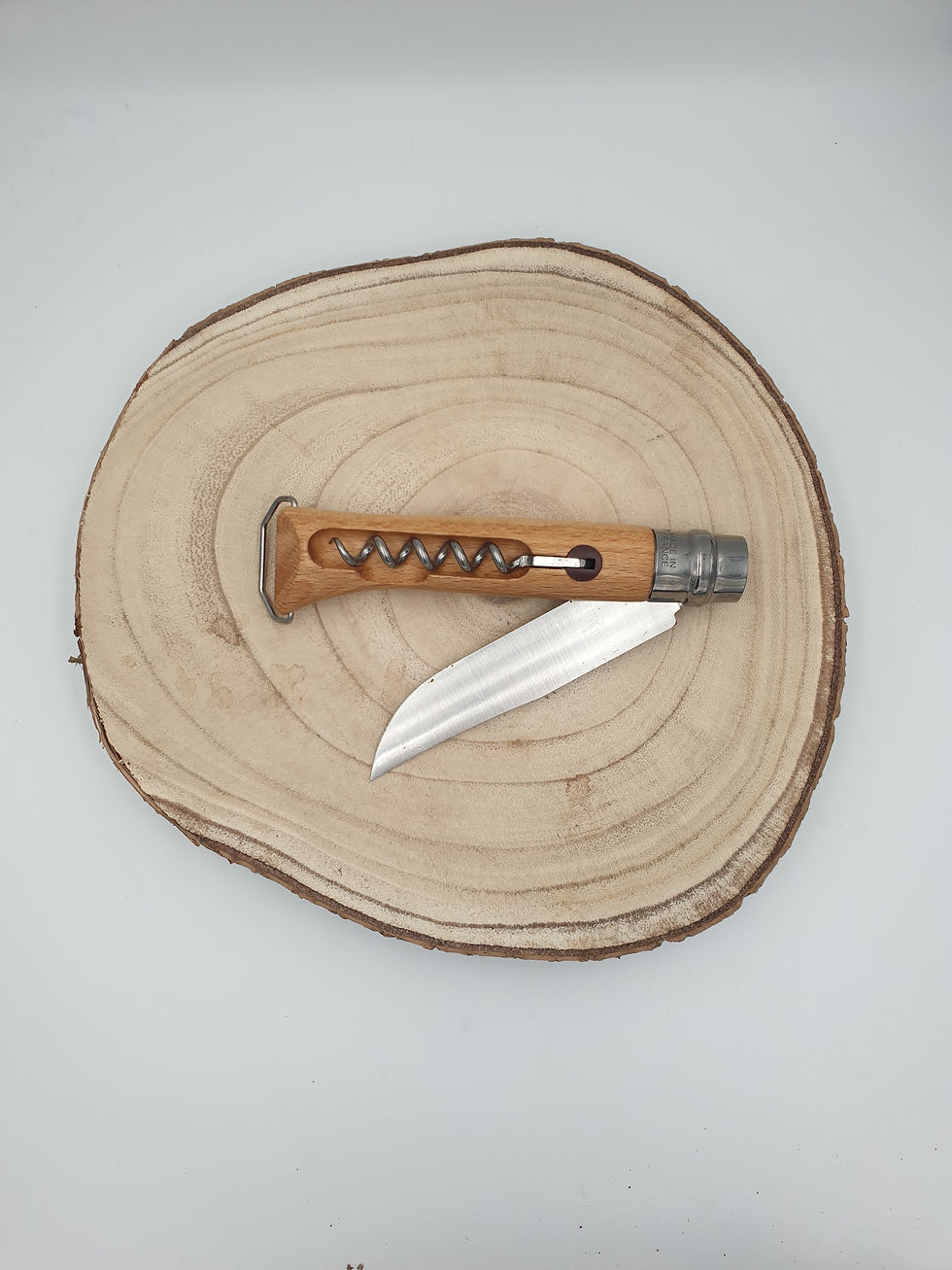 Miniature : Opinel N°10 inox Tire-Bouchon + Décapsuleur manche Hêtre