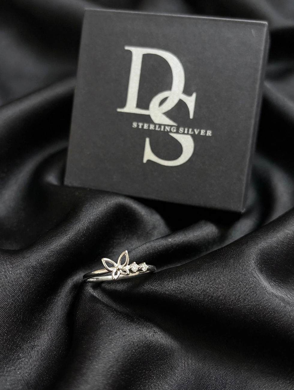 Thumbnail: Silver Butterfly Diamond Ring
