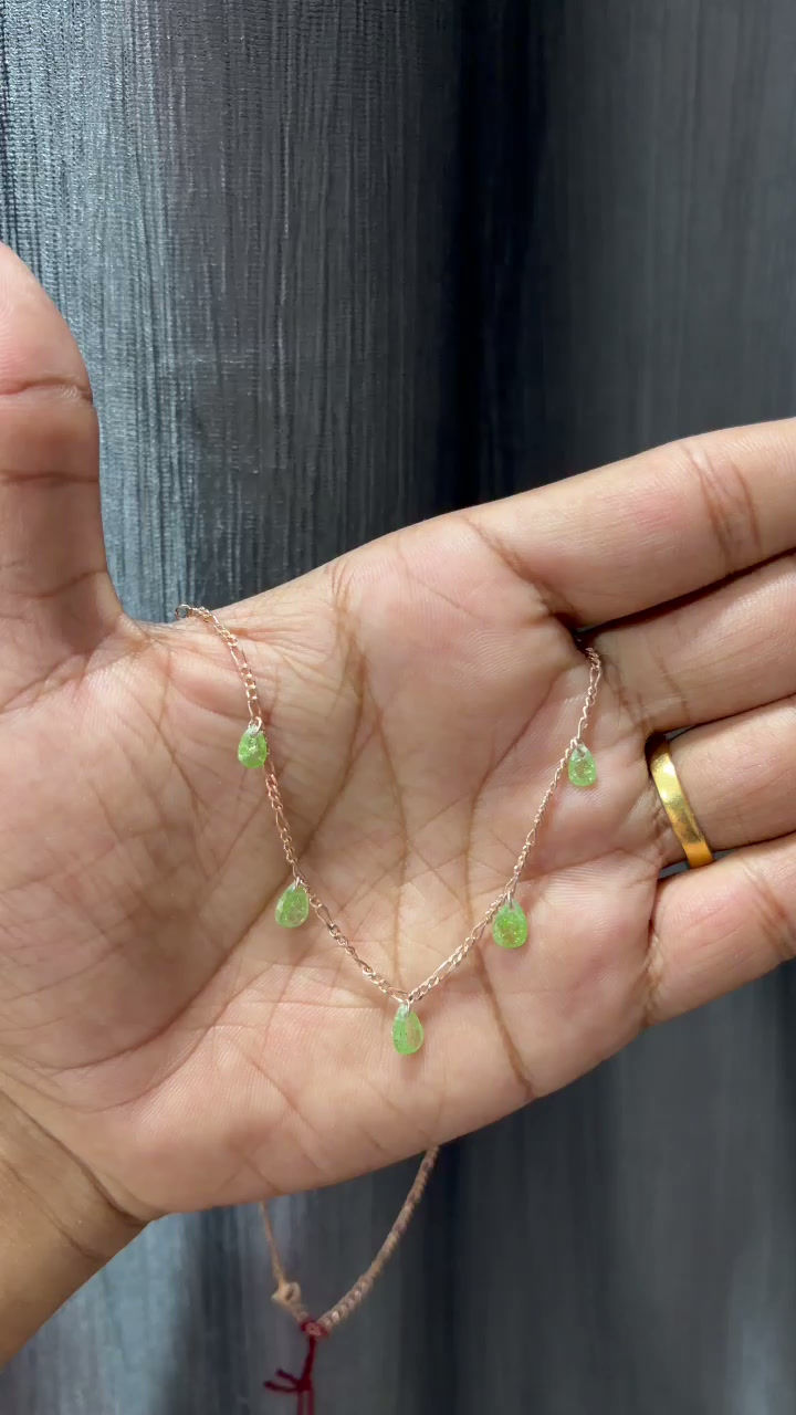 Thumbnail: Silver Green Stone Link Chain Pendant