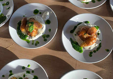 Petatte met creme frache en peterselieolie