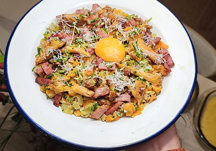 Gepelde Haver Risotto met Spekjes, Paddenstoelen en Verse Kruiden