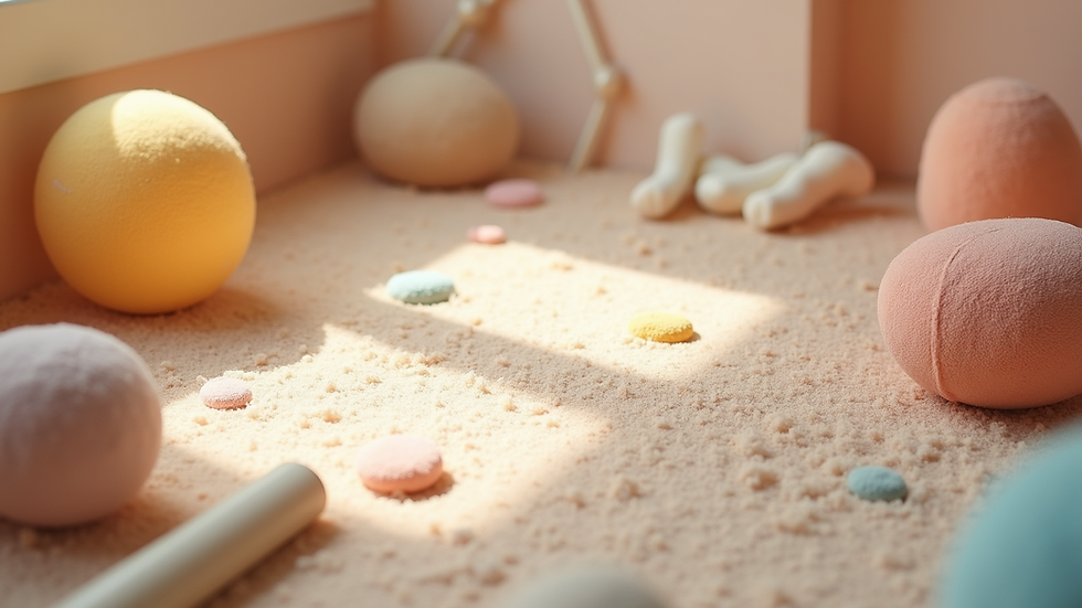 High angle view of indoor sensory play area with soft textures