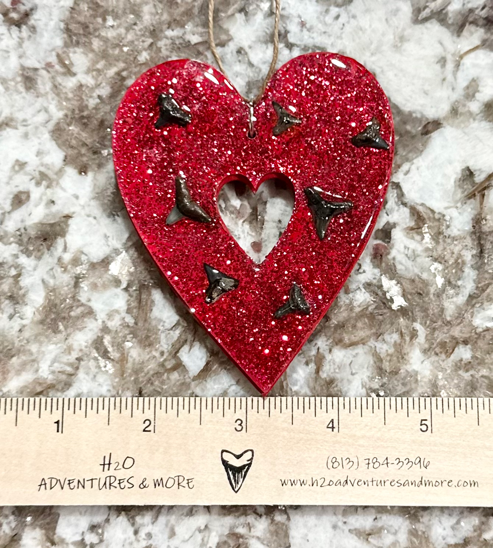 Thumbnail: Paint Pour & Shark Tooth Wooden Ornaments
