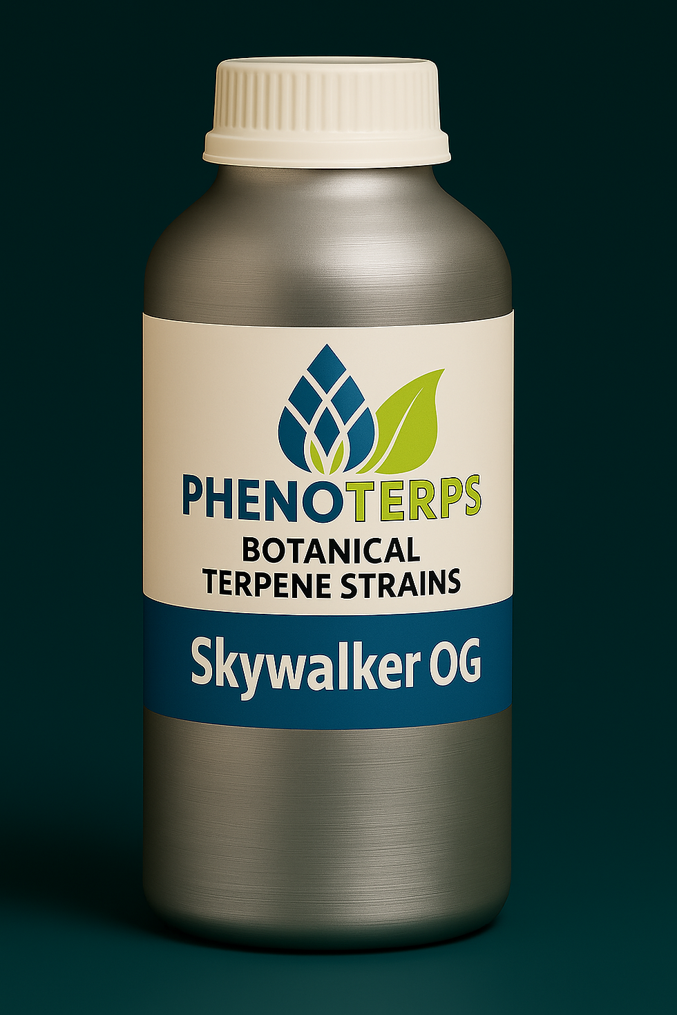 High-quality terpene extract from PhenoTerps, packaged in a sleek aluminum bottle with product label