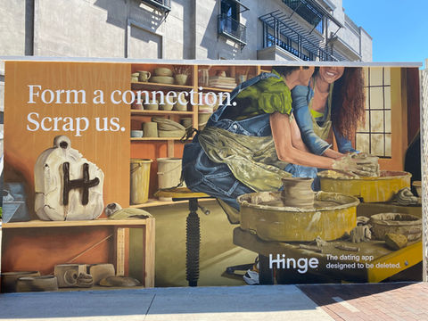 Realistic Commercial mural at The Domain for dating app Hinge in Austin, Texas by Watson Murals