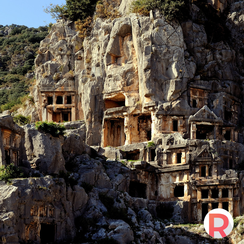 Rock-cut tombs in Myra, town in Lycia, Turkey