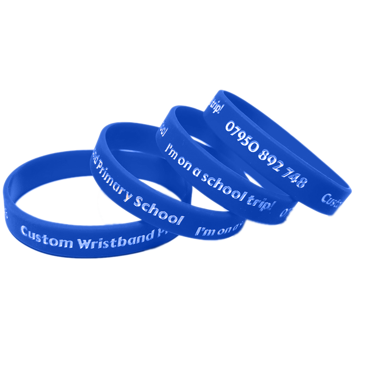 School Trip Wristbands x 100 pcs (Blue, Junior)