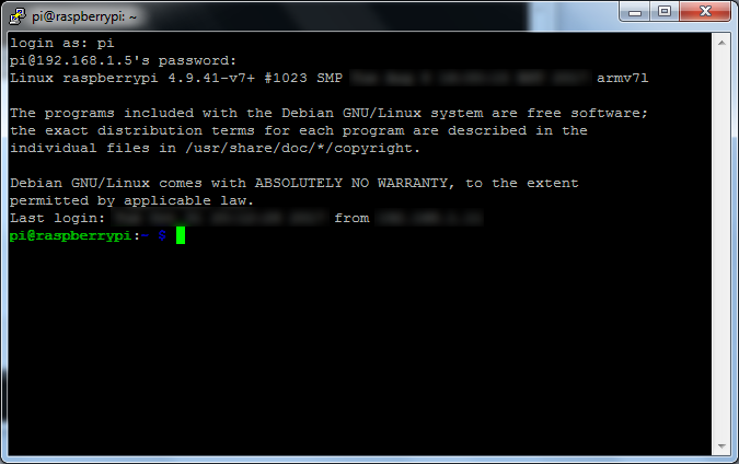 Succesful login from Windows using Putty
