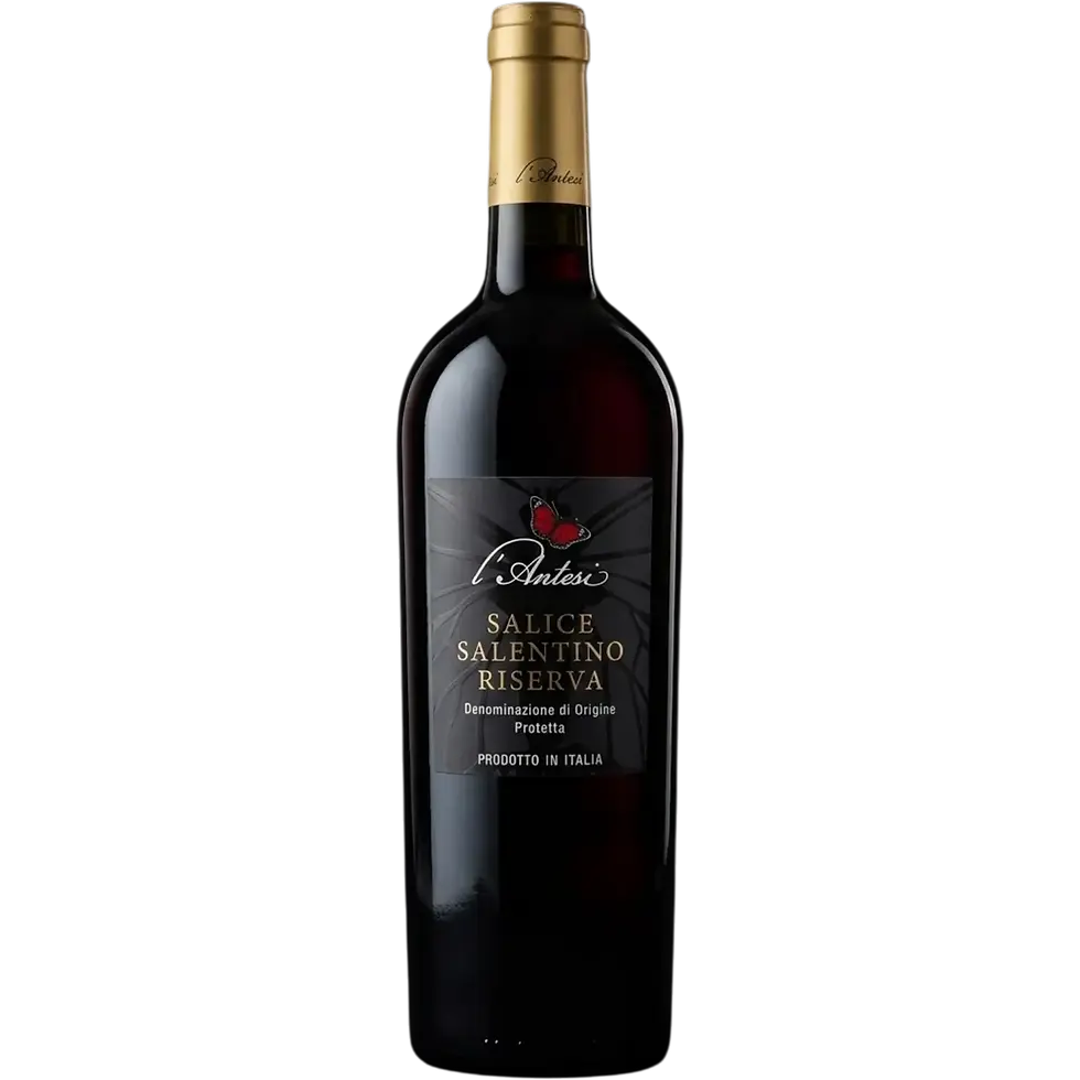 L Antesi Riserva Salice Salentino DOP aus Apulien, kräftiger Rotwein mit reifen Beeren, Schoko- und Tabaknoten sowie üppiger