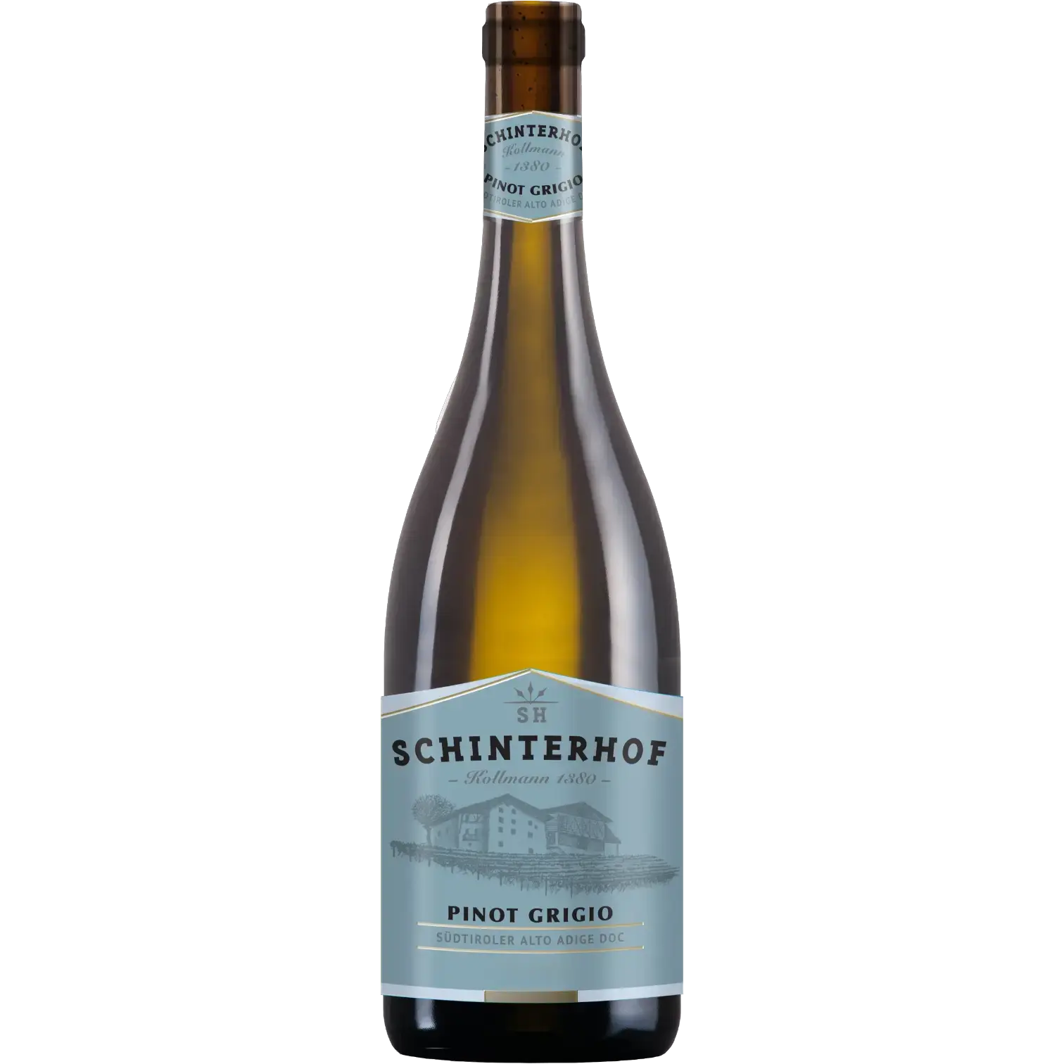 Schinterhof Pinot Grigio DOC aus Südtirol, kräftiger Weißwein mit reifem Apfel, Frische und langem Abgang