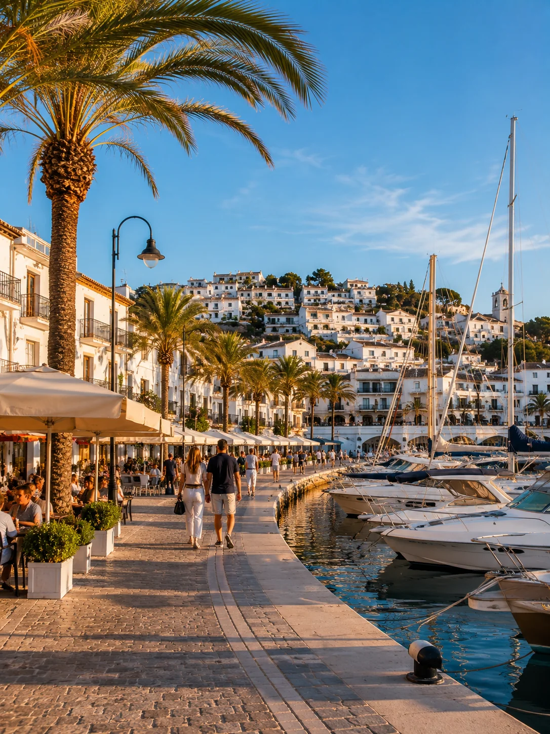 Boulevard en haven aan de Costa Blanca