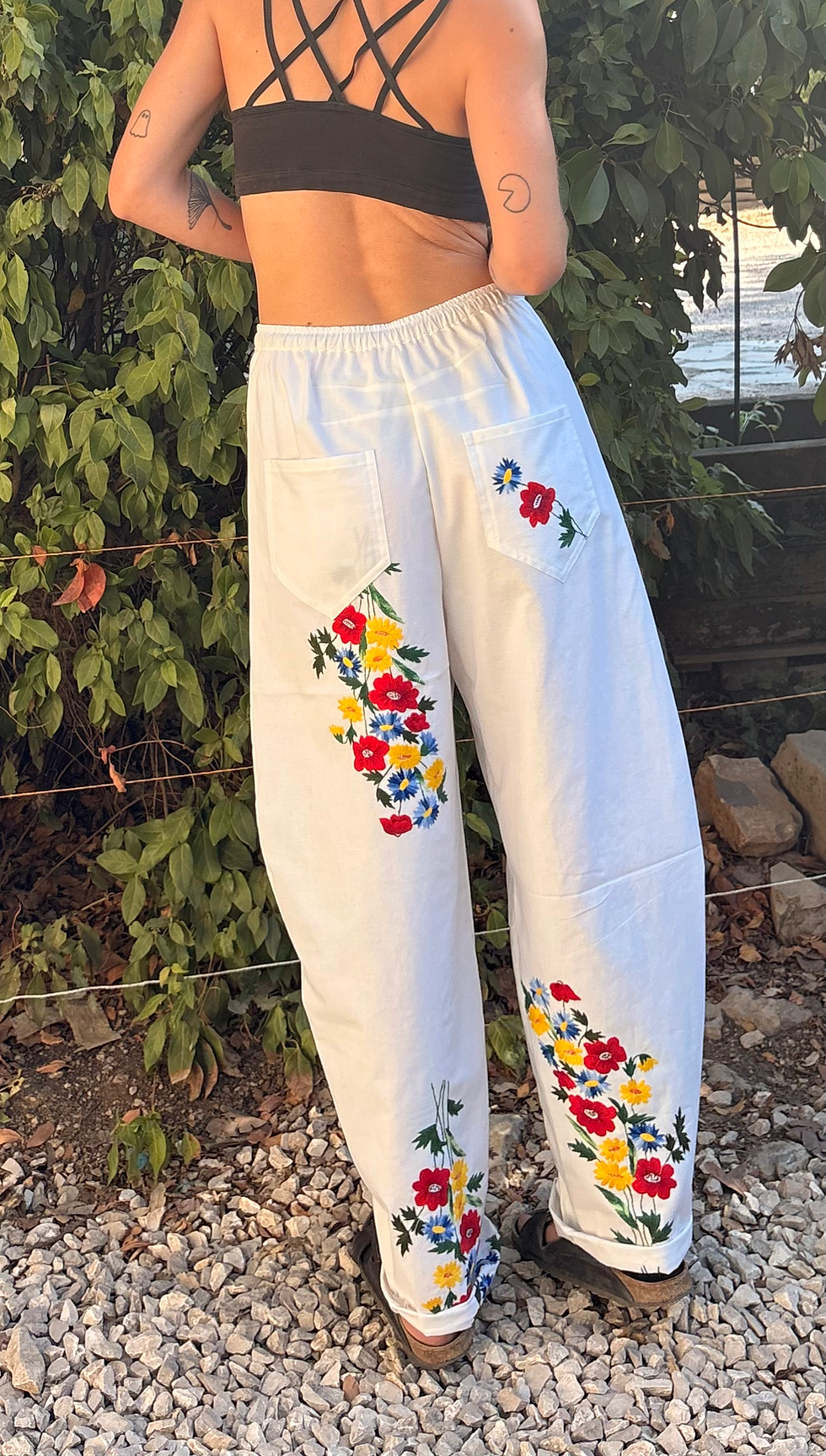 Miniature : Pantalon Mowgli Unisexe / Broderies Bouquet Fleuri/ M/L