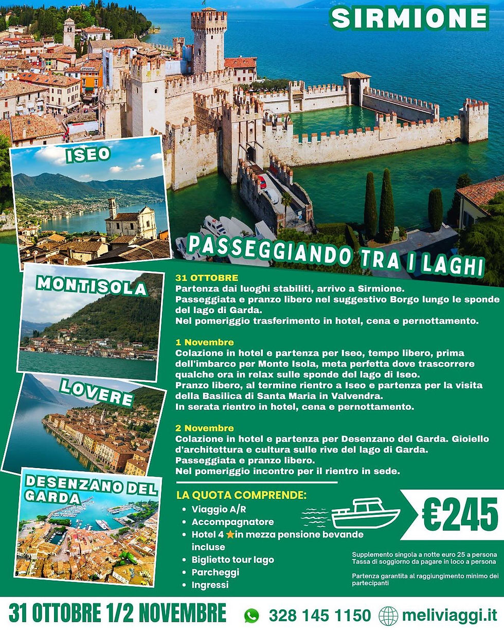 PASSEGGIANDO TRA I LAGHI 31 OTTOBRE/ 02 NOVEMBRE €245,00 **VIAGGIO DI GRUPPO**