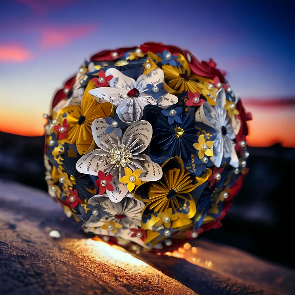 Thumbnail: Half Circle Paper Flower Bridal Bouquet: choose your own colours/book