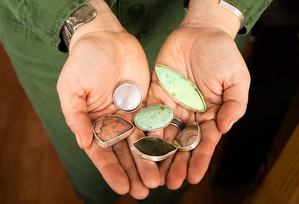 silversmithing stones - turquoise, jasper, agate.