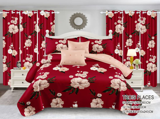 Ensemble draps + rideaux pour lit 3 places