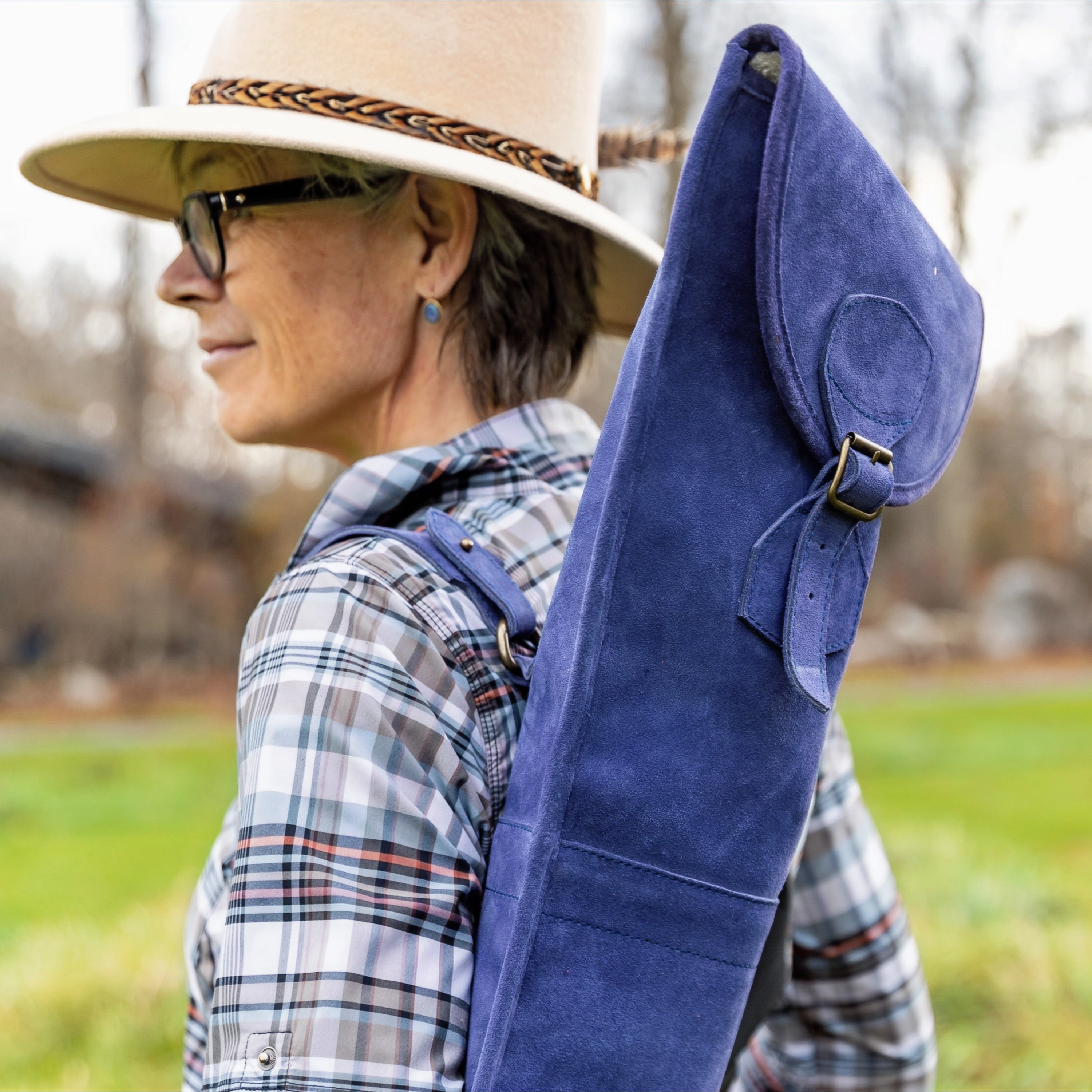 Suede Shotgun Slip - Indigo