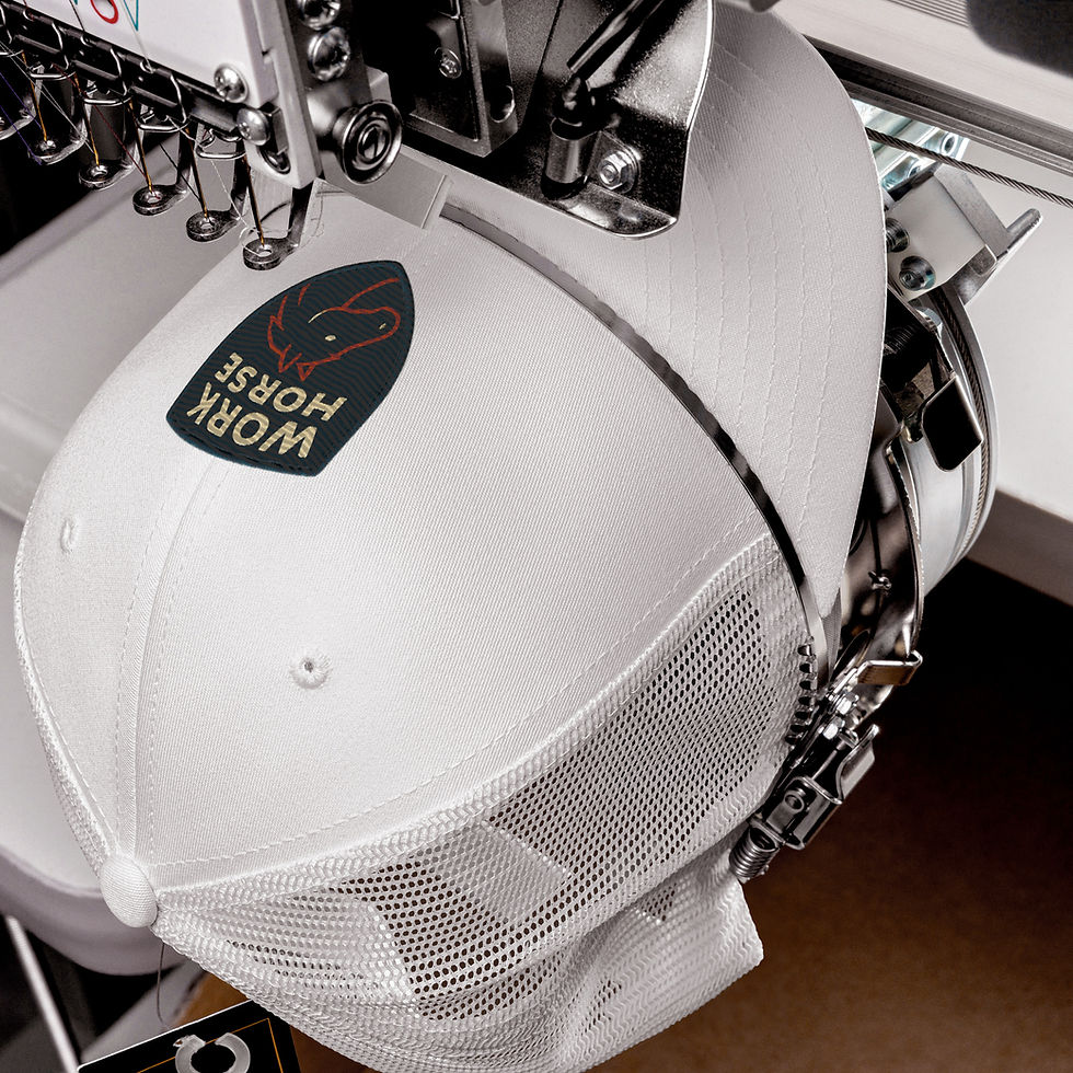 Thumbnail: Grit Co.’s WORK HORSE cap is made for heavy lifting. Red horse patch, breathable mesh, and a structured fit made to grind fro