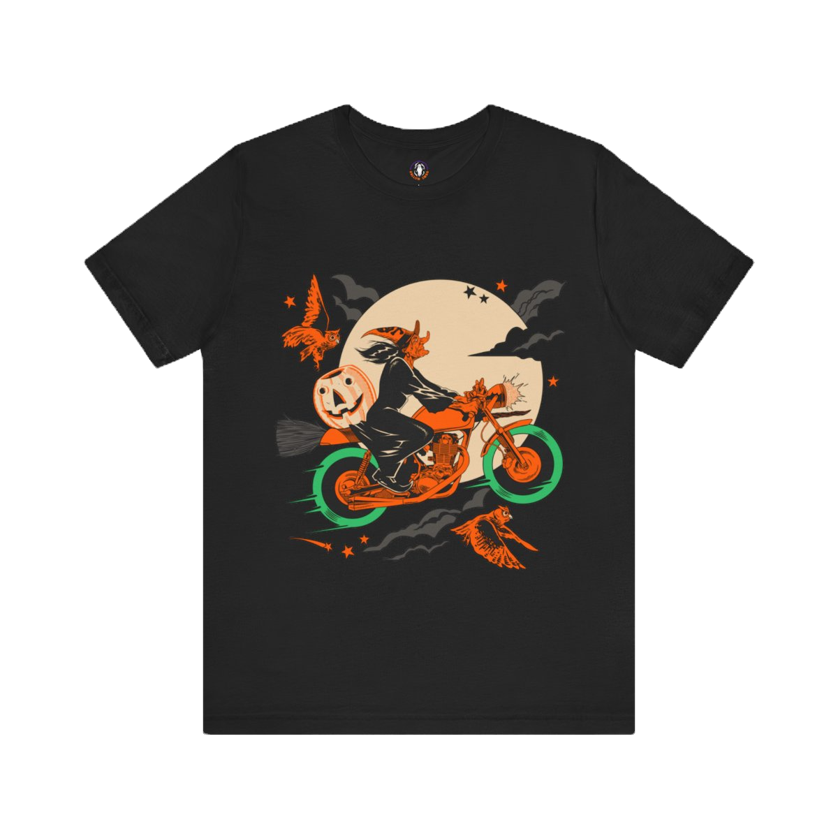 Ride Witch Ride! On her nightly ride through the Fall sky, this tee gives us all the vintage Halloween vibes.