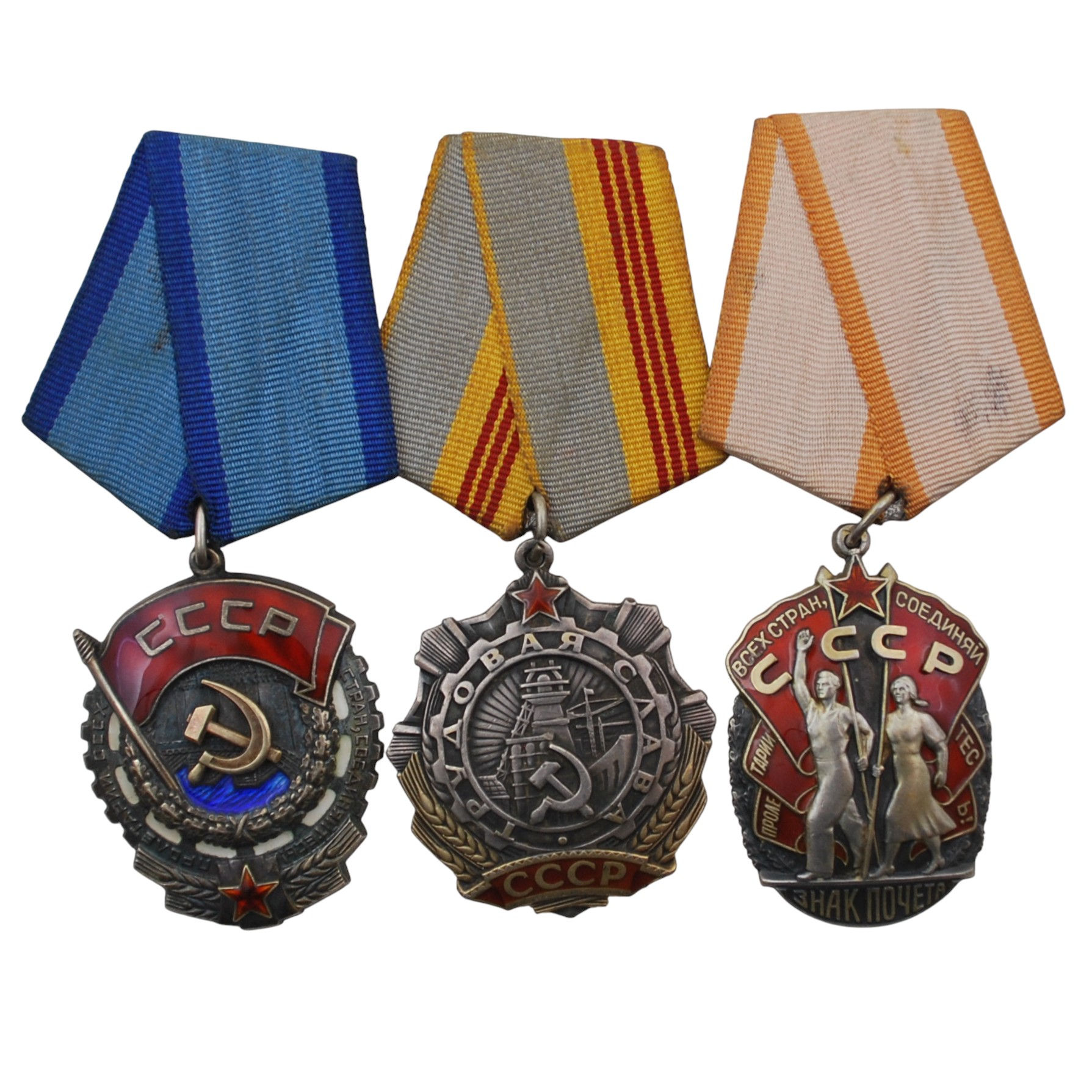 Soviet Union – Set of 3 Soviet Orders: Red Banner, Labour Glory, Badge of Honour