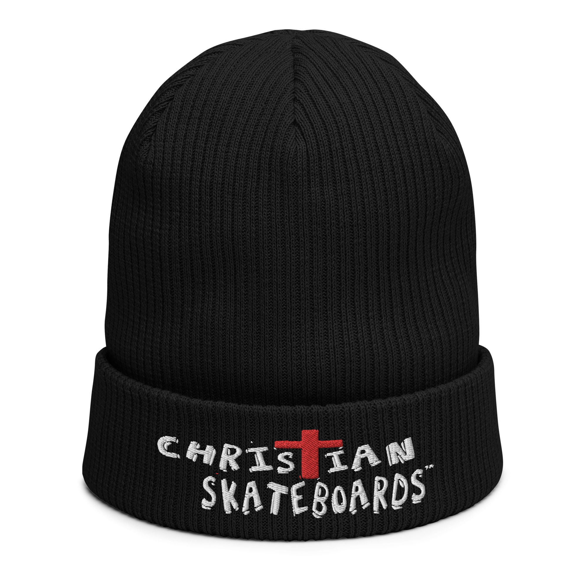 CHRISTIAN SKATEBOARDs Organic ribbed beanie