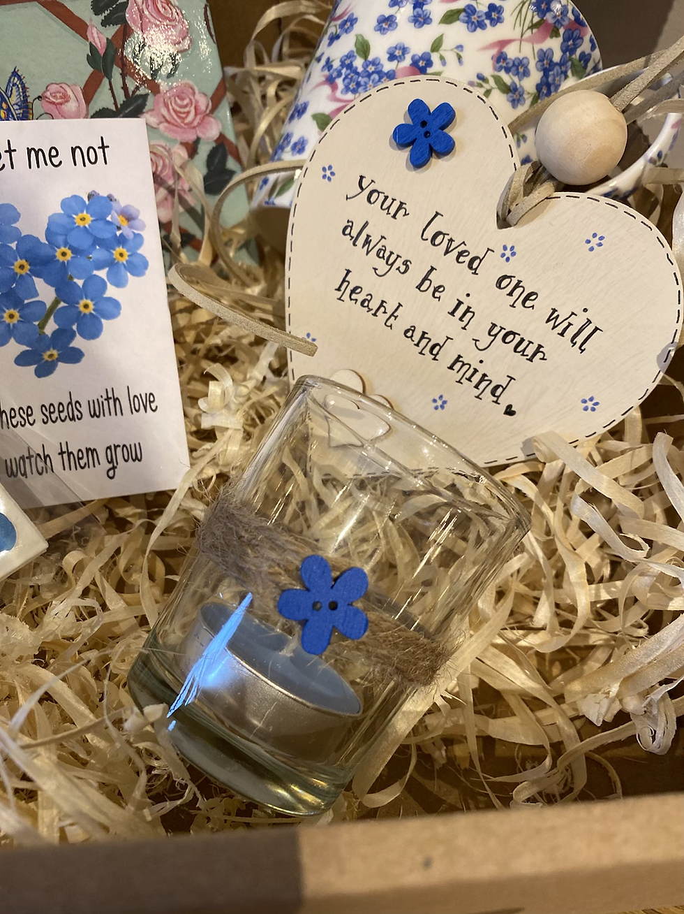 Thumbnail: Our  Forget-me-not comfort gift box.